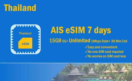 AIS 219THB 7Days 15GB 5G+Unlimited Data+Call